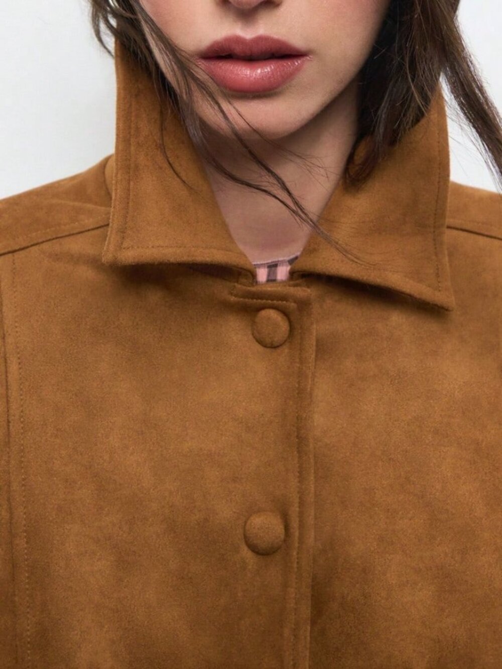 Brown Casual Women's Faux Suede Jacket - Picture 6 of 8